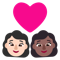 Couple with Heart- Woman- Woman- Light Skin Tone- Medium-Dark Skin Tone emoji on Microsoft
